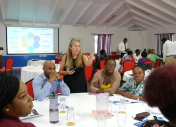 Participants-with-facilitator-Thea-Chase-center-on-day-three-of-the-ISL-Business-Incubator-and-Accelerator-training-Wor