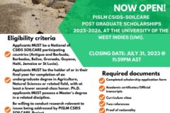 PISLM CSIDS – SOILCARE Post Graduate Scholarships 2023 – 2026, at The University of the West Indies (UWI)